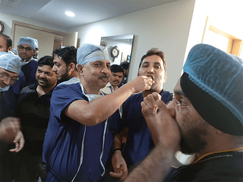 Celebration of completing 300+ Robotic Knee Replacement Surgery