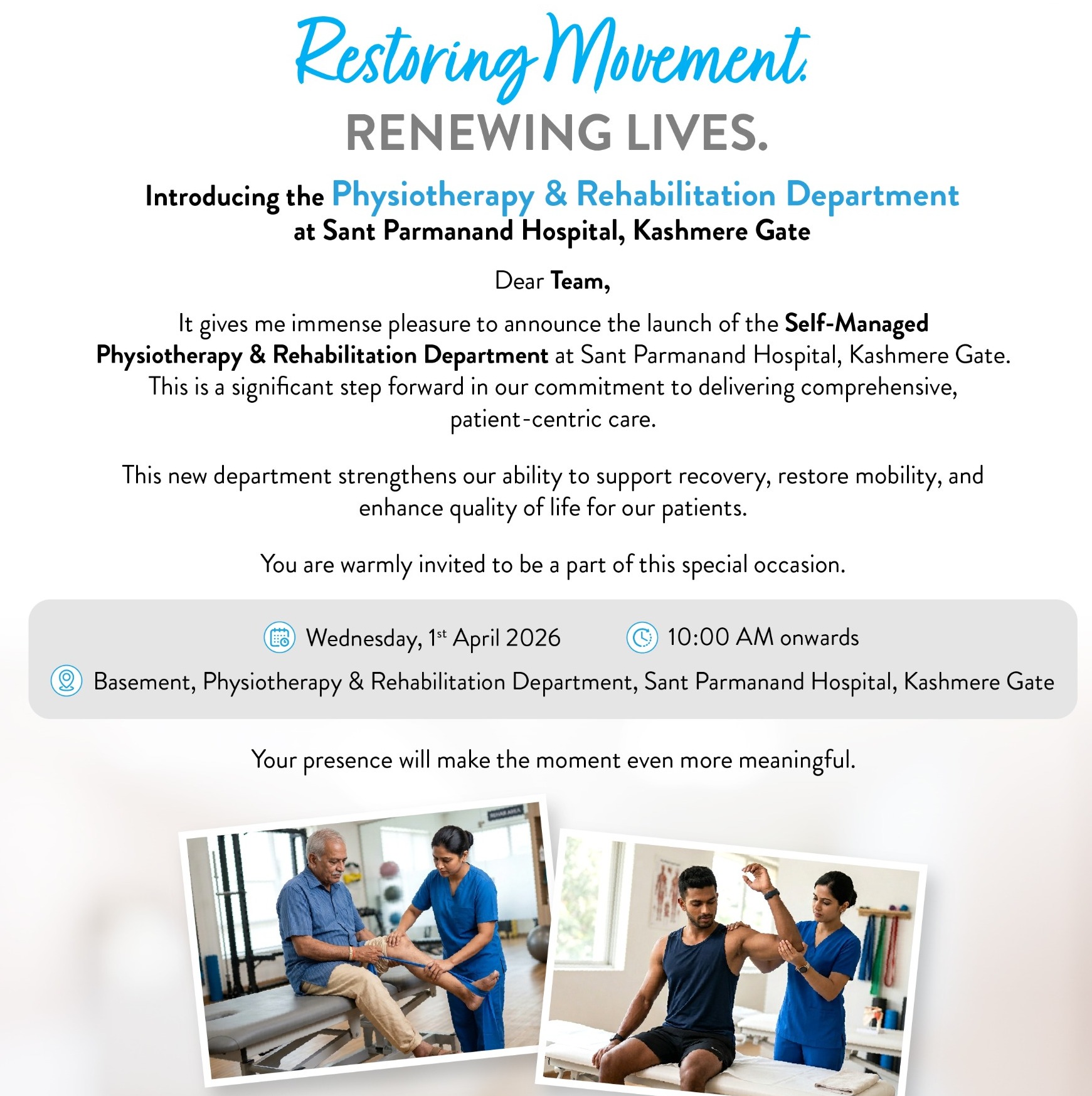 Launch of the Physiotherapy & Rehabilitation Department